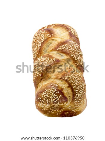 Loaf of challah bread isolated on white background
