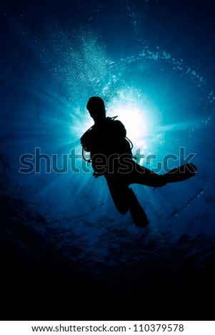 Silhouette of a SCUBA Diver