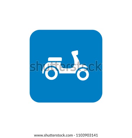 Retro Scooter Icon Design, Motor Cycle or Motor Bike and Blue Square Icon