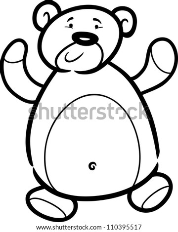 Cartoon Illustration of Cute Teddy Bear Toy for Coloring Book