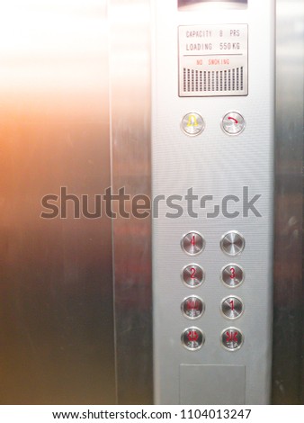 lift panel button for 4 floor building with braille code for blind man , speaker emergency call and ring button, capacity 8 person, loading 550 kg. No smoking 