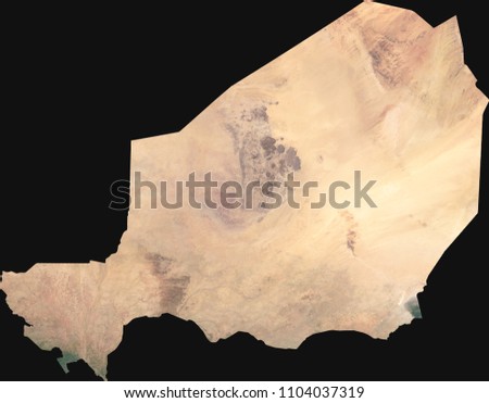 Large (22 MP) satellite image of Niger. Country photo from space. Isolated imagery of the Republic of the Niger. Elements of this image furnished by NASA.