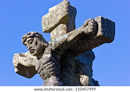 Cross of the camino de santiago as it passes through the province of Lugo.