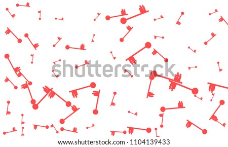 Many Red Keys of Different Size on White Background