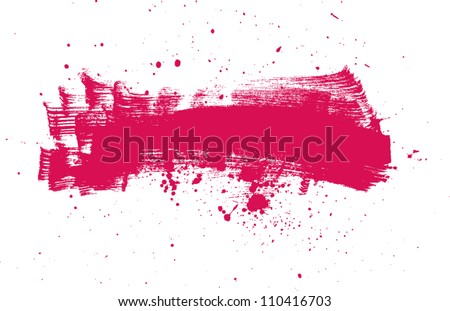 Pink vector abstract brush strokes composition with paint splatter