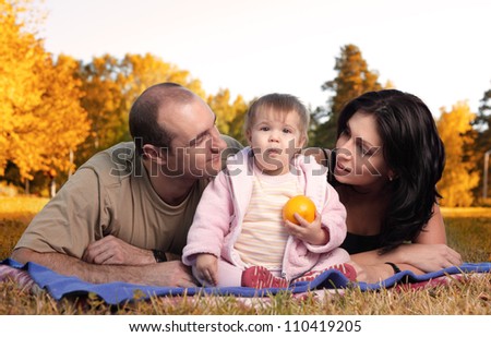 happy family  autumn outdoors