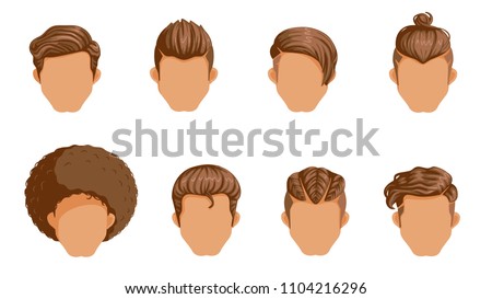 Retro Hairstyle Men. male retro hair. Mohawk Hair, Hairstyles dating rock, Hairdo, skinhead. The classic and trendy. salon hairstyles for haircut. icon vector on set isolated on white background.  Royalty-Free Stock Photo #1104216296
