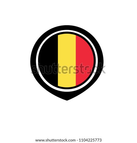 Belgium flag and navigation icon.Belgium  here. map pointer