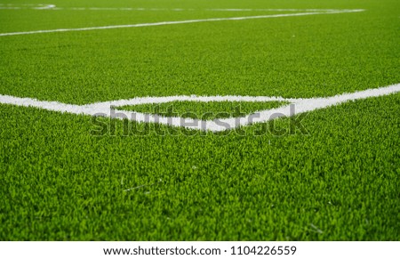 Corner of football field, Artificial turf of Soccer football field.