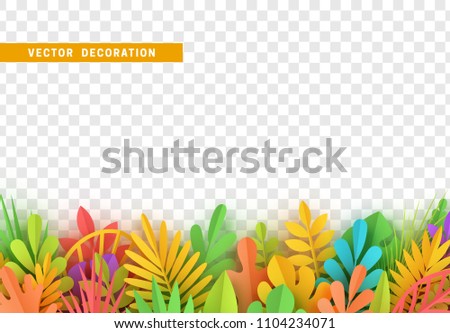 Grass, shape plant leaves border isolated with transparent background. Vector Illustration