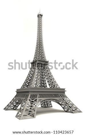 3d  illustration of Eiffel tower against white background