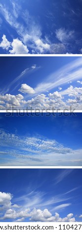 Set of skies. Blue sky with clouds sunny day