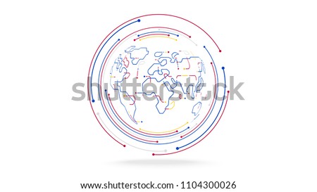 futuristic globe data network elements abstract background
