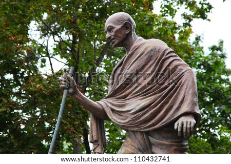 Mahatma Gandhi. The monument in Moscow, Russia. Royalty-Free Stock Photo #110432741