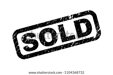 Sold stamp, black isolated on white background, vector illustration.
