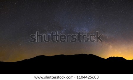 mountain chain silhouette  under a milky way