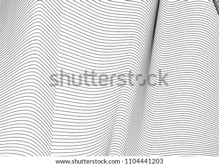 Thin line pattern with irregular halftone waves. Simple wavy abstract geometric texture. Lines vector background