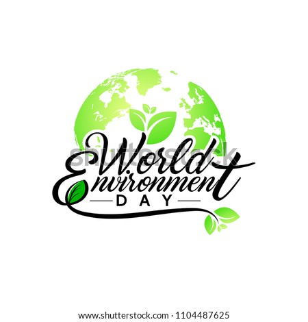 Hand Draw World Environment Day On White Background. Vector Illustration.