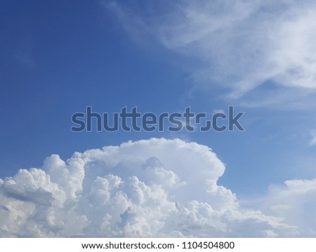 Bright sky background with white clouds.