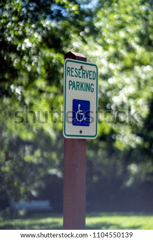 Reserved Parking for Handicapped Vehicles Sign