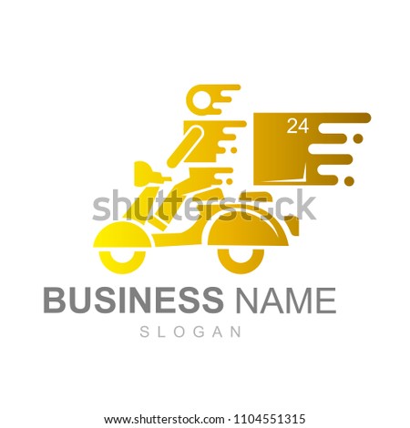 Simple logo motorcycles introduction of orders and packages with maximum speed, scooter logo
