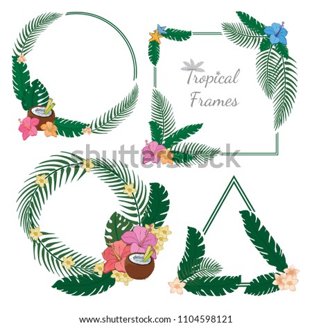 Tropical wreaths on a white background. Wide opportunities for use