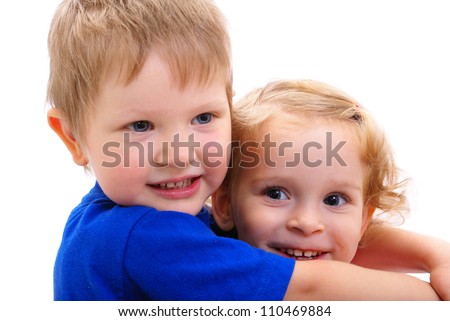 happy hugging kids