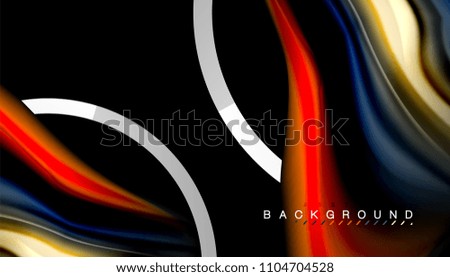 Liquid fluid colors holographic design with metallic style line shape. Vector artistic illustration for presentation, app wallpaper, banner or poster