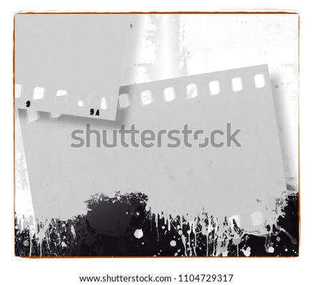 Vintage film strip frames in gray tones with worn borders.