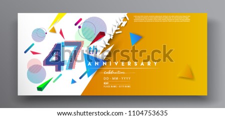 47th years anniversary logo, vector design birthday celebration with colorful geometric background and circles shape.