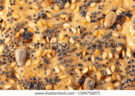 Sesame with seeds and poppy seeds on bread