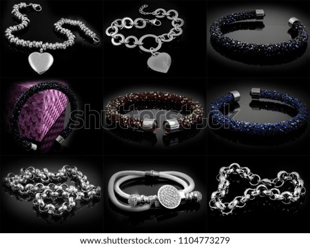 Set of jewelery photos - Ladies bracelets - One color background