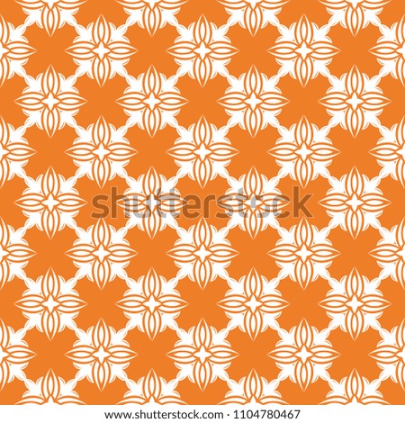 Orange and white floral ornament. Seamless pattern for textile and wallpapers