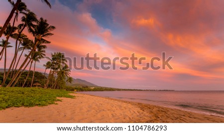 Kaanapali Beach at Sunset Royalty-Free Stock Photo #1104786293