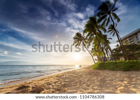 Kaanapali Beach at Sunset Royalty-Free Stock Photo #1104786308