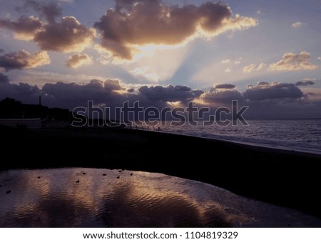 Sunrise at the sea with clouds 