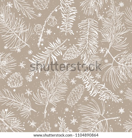 Seamless pattern with fir branches. Christmas and New Year background. Vector illustration.