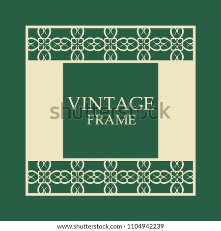 Vector vintage border frame with retro ornament pattern. Decorative design