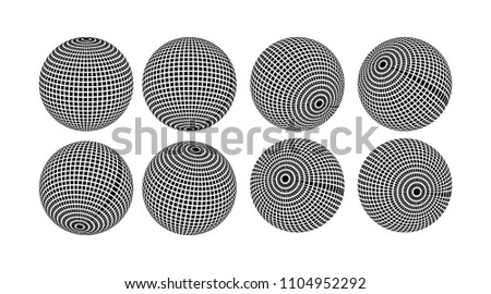 Abstract halftone 3D spheres.Halftone vector design elements.