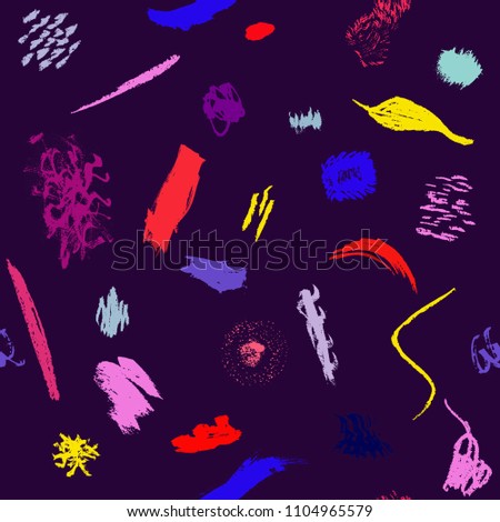 hand drawn abstract expressionism seamless pattern. Acryl and pastel. Vector illustration
