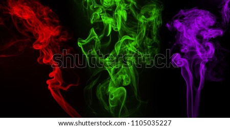 Beautiful collection smoke abstract on black background, darkness concept
