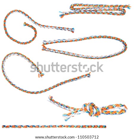  set colorful  string  isolated on white background, texture