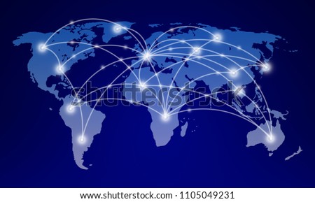 world map with global network communication concept
