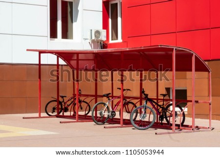 Bicycle Parking, indoor plastic pipe office building.