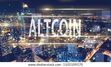 Altcoin with the New York City skyline at night