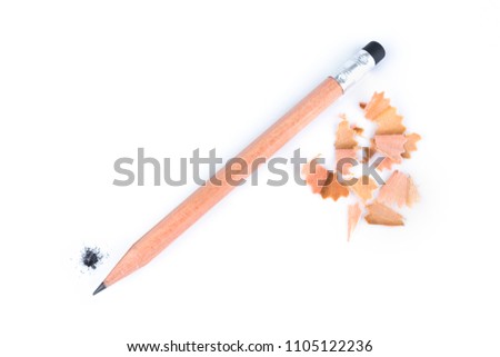 Brown wood pencil isolated on white background, Isolated pencil on pure white background