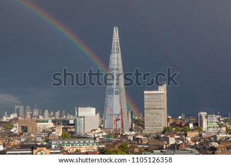 rainbow over the Shard in London