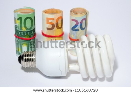 cost of electricity - saving money / euro with the use of energy-saving LED bulbs A - increase in the cost of living