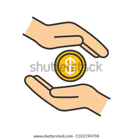 Charity color icon. Donation. Islamic zakat. Helping hands. Alms-giving. Isolated vector illustration