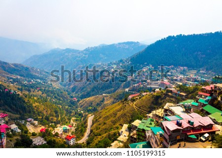 Mashobra is a lush green expanse in Himachal Pradesh, tucked away at a height of about 7700 feet. Mashobra's proximity to Shimla makes it a perfect alternative for people who are looking for a peace. Royalty-Free Stock Photo #1105199315